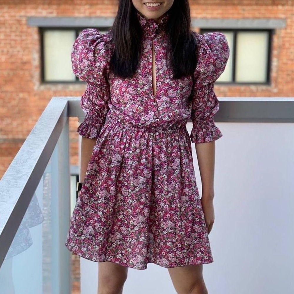 Philosophy di Lorenzo Serafini in cuff puff wildflower floral dress - Picture 2 of 5